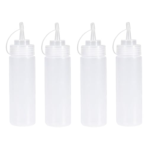 Torytoe Squeeze Flasche, 4 Stück 8oz Plastik Quetschflasche Mit Kappen, Dosierflasche - BPA Frei, Squeeze Condiment Flaschen für Gewürze, Ketchup, Senf, Olivenöl, Saucenflasche (240ml) von Torytoe
