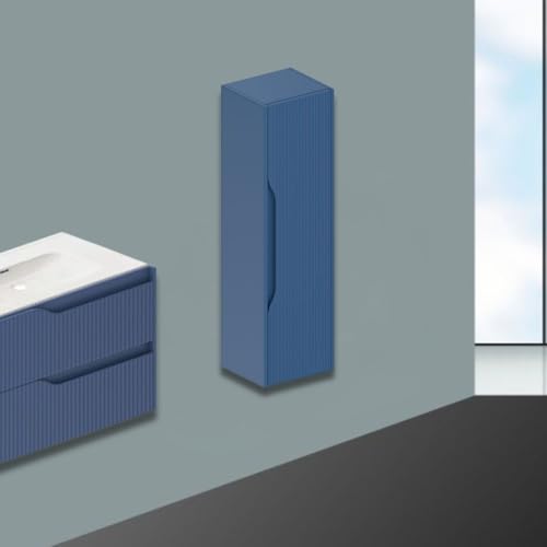 Mattblaue wandhängende Badezimmersäule mit Rippeneffekt 35x30x120H - Gaper von Toscohome