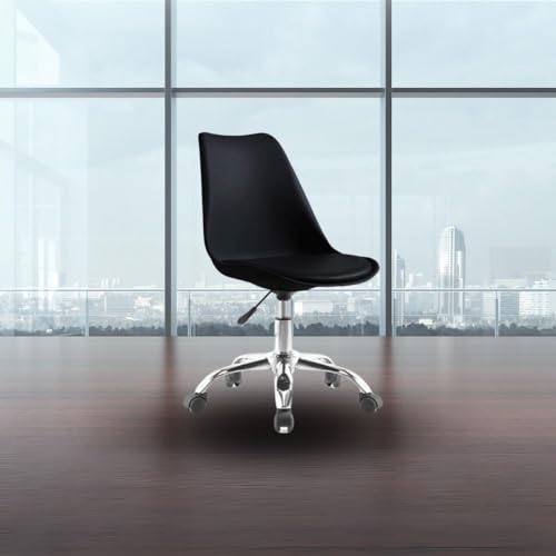Schwarzer Bürostuhl mit Rollen und ergonomischem Sitz - LC719 von Toscohome