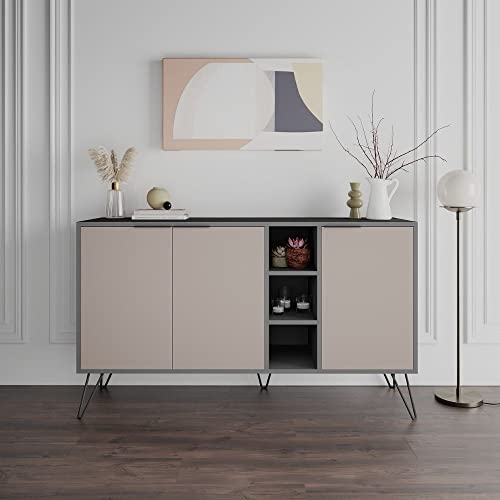 Sideboard mit 3 Türen und Einlegeböden 142x83h cm anthrazit und taubengrau - Clara Sideboard mit 3 Türen und Einlegeböden 142x83h cm anthrazit und taubengrau - Clara von Toscohome