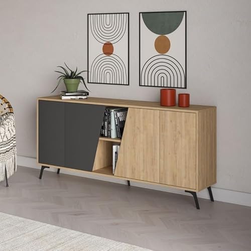 Sideboard mit Türen in Eiche und Anthrazit 180 cm - Fiona von Toscohome