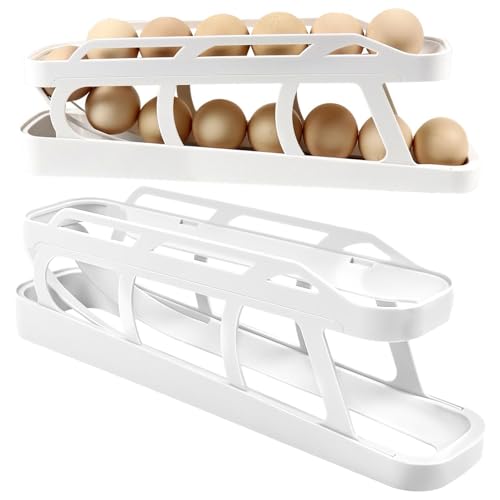 2 Stück eier aufbewahrung kühlschrank, eierspender kühlschrank Automatisch Rollender Eierbehälter, Eierbehälter für Kühlschrank Eier-Frische-Aufbewahrungsbox Platzsparende Eierablage von Toseky