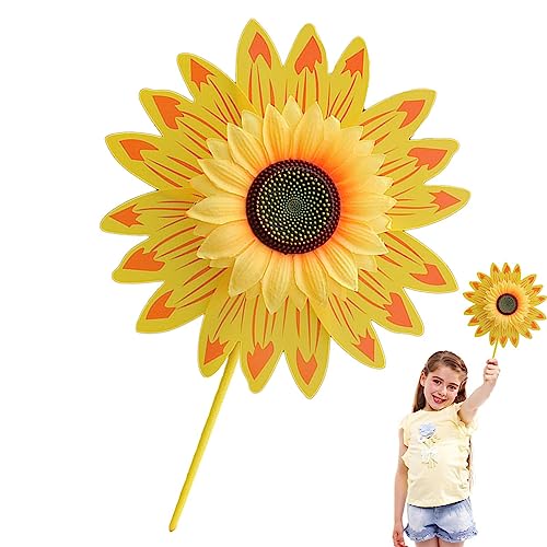 Sonnenblumen-Windmühle | 28 cm kleine Sonnenblumen-Windräder für Rasen - Multifunktionales dekoratives Kinderspielzeug mit 3D-Struktur und leuchtenden Farben für Park, Garten, Hof, Gsdgdsg von Toseky