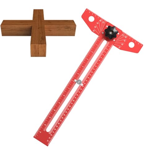 Speedmarker, Verstellbarer T-Quadrat-Anreißer aus Aluminiumlegierung - Präzisions-T-Quadrat-Messwerkzeug mit Winkeleinstellung für Architektur, Tischlerei, Zeichnen von Toseky