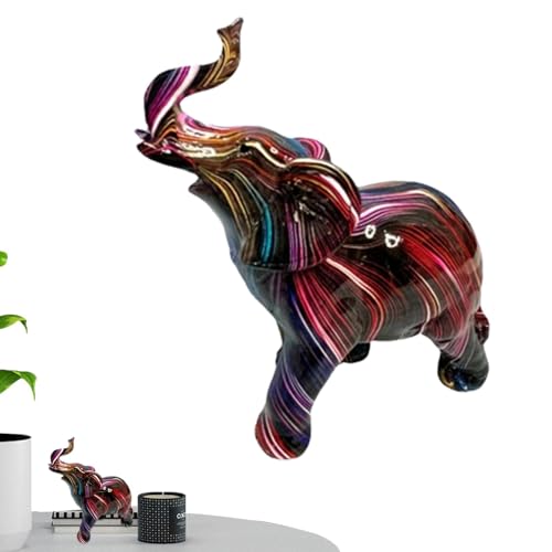 Toseky Bunte Elefantenstatuen, Graffiti-Elefant-Statue,Graffiti-Elefant-Figuren - Dekorative Graffiti-Elefant-Hausskulptur, farbenfrohe Skulpturenkunst, Sammlerskulpturen aus Tierharz von Toseky