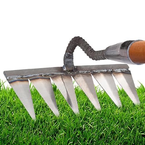 Toseky Unkrautentferner Mit Stiel, Traditionelles Garden Harke, Gartenarbeit Hand Unkrautstecher, Gartenrechen Unkrautjäter, Unkrautjätgerät Mit Langem Griff Aus Edelstahl von Toseky