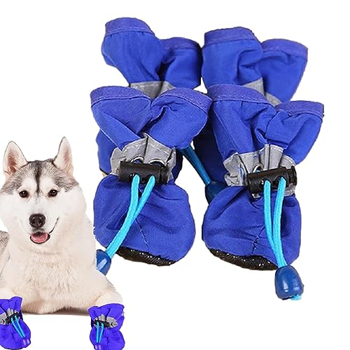 Toseky Wasserschuhe für Hunde - 4 Stück Hunde-Regenstiefel, Hundeschuhe,Atmungsaktive, wasserdichte, weiche, rutschfeste Haustierschuhe für kleine und mittelgroße Hunde von Toseky