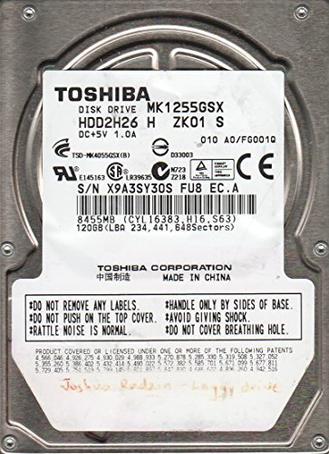 MK1255GSX, HDD2H26 H ZK01 T, Toshiba 120GB SATA 2.5 BSectr HDD von Toshiba