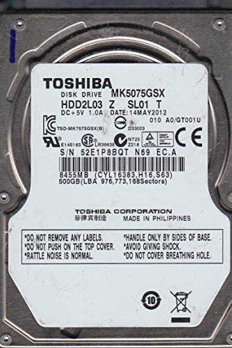 Toshiba MK5075GSX, A0/GT001U, HDD2L03 Z SL01 T, 500GB SATA 2.5 Festplatte von Toshiba