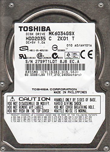 Toshiba MK6034GSX, HDD2D35 C ZK01 T, 60GB SATA 2.5 Festplatte Toshiba MK6034GSX, HDD2D35 C ZK01 T, 60GB SATA 2.5 Festplatte von TOSHIBA