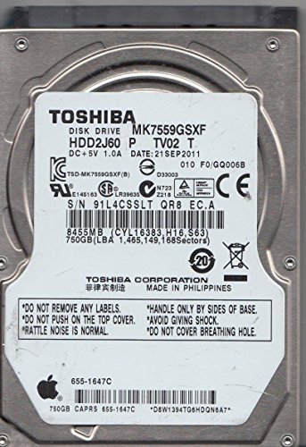MK7559GSXF, F0/GQ006B, HDD2J60 P TV02 T, Toshiba 750GB SATA 2.5 Festplatte von Toshiba