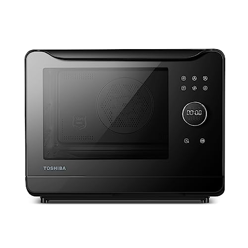 TOSHIBA MS2-TQ20SE(BK) 6-in-1-Dampfofen, kleiner Ofen mit Konvektion 1500 W, kombiniert 2250 W, 40 automatische Programme, 20 Liter, leicht zu reinigen, schwarz von Toshiba