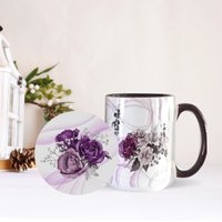 Lila Rosen Keramikbecher Und Untersetzer-Set; Becher Untersetzer-Geschenk-Set; Benutzerdefinierte Tasse Untersetzer Set; Set von ToshisTotesNMore