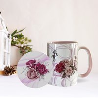 Rosa Rosen Keramikbecher Und Untersetzer-Set; Tasse Untersetzer Geschenk-Set von ToshisTotesNMore