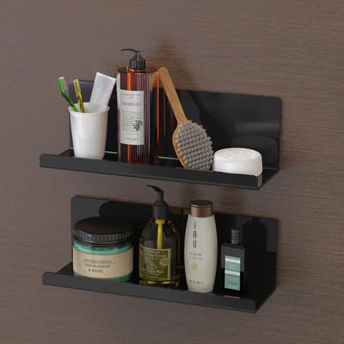 Toski Wandregal Ohne Bohren, Regal Wand Acryl 2 Stück, Schweberegal Schwarz 30cm, Küchenregal Hängend zum Kleben, Schwebendes Bücherregal, Bilderleiste, Kleberegal Bad, Wall Shelf Toski Wandregal Ohne Bohren, Regal Wand Acryl 2 Stück, Schweberegal Schwarz 30cm, Küchenregal Hängend zum Kleben, Schwebendes Bücherregal, Bilderleiste, Kleberegal Bad, Wall Shelf von Toski