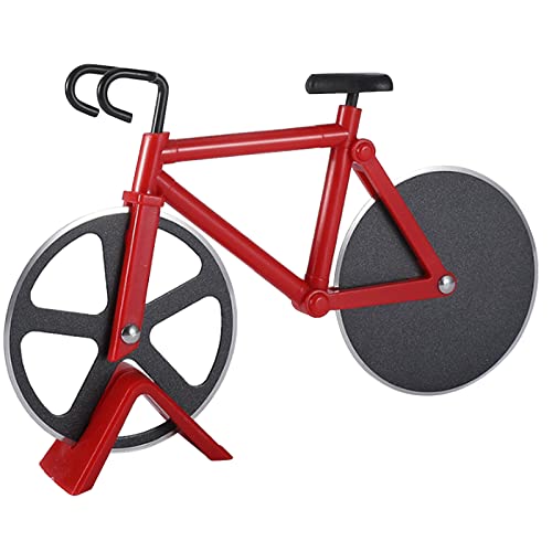 Toskope Fahrrad Pizzaschneider,Antihaft Pizza Cutter, Edelstahl Doppel Pizza Schneider, Geeignet für Küche,Partys usw,Ideal als Zubehör für Weihnachten,Rot von Toskope