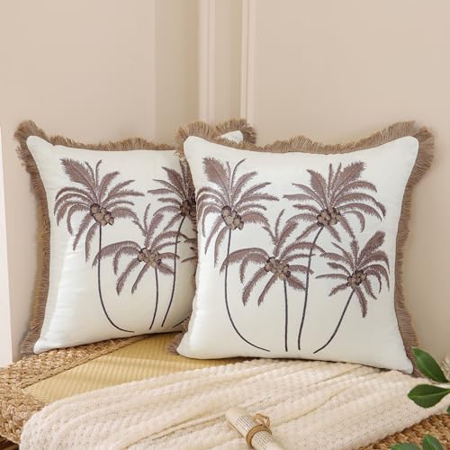 2er Set Kissenbezüge im Sommer Tropische Mehrere Palmen Blätter 45x45 cm Kissenbezug mit Fransenquasten aus Flachs Kissenhülle Zierkissenbezüge für Sofa Schlafzimmer Wohnzimmer Auto Zuhause 2er Set Kissenbezüge im Sommer Tropische Mehrere Palmen Blätter 45x45 cm Kissenbezug mit Fransenquasten aus Flachs Kissenhülle Zierkissenbezüge für Sofa Schlafzimmer Wohnzimmer Auto Zuhause von Tosleo