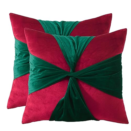 TOSLEO Kissenbezug 45x45 2er Set Weihnachten Kissenbezüge Weihnachtsbaum Dekokissen Sofa Wohnzimmer Schlafzimmer Couch 45x45 cm (red, 45x45cm) von Tosleo