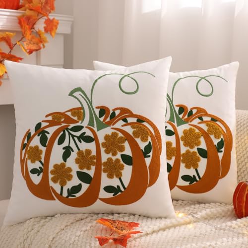 Tosleo 2 Stück Herbst Kürbis Kissenbezug aus Samt 45x45 cm Kopfkissenbezug Kleine Blumen Kissenhülle Dekoration Weich Zierkissenbezüge für Home Sofa Garten Schlafzimmer Zuhause Herbstdeko Tosleo 2 Stück Herbst Kürbis Kissenbezug aus Samt 45x45 cm Kopfkissenbezug Kleine Blumen Kissenhülle Dekoration Weich Zierkissenbezüge für Home Sofa Garten Schlafzimmer Zuhause Herbstdeko von Tosleo