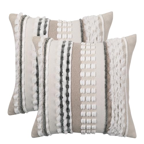 Tosleo 2er Set Boho Gestreifte Kissenbezüge Chenille Weicher Kord Kissenbezug 45x45cm Plüsch Baumwolle und Leinen für Sofa Bett Garten Balkon Schlafzimmer Weiß Tosleo 2er Set Boho Gestreifte Kissenbezüge Chenille Weicher Kord Kissenbezug 45x45cm Plüsch Baumwolle und Leinen für Sofa Bett Garten Balkon Schlafzimmer Weiß von Tosleo