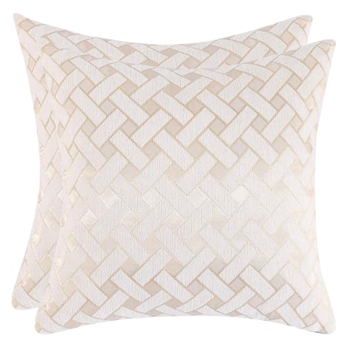 Tosleo 2er Set Geometrische Kissenbezug Modern 45x45 Weißes Kreuz Chenille Kissenbezüge für Deko Kissen Sofakissen PolsterZierkissen von Tosleo