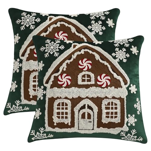 Tosleo 2er Set Winter Samt Kissenbezüge 45 x 45 cm Dekorative Grüner Zierkissenbezüge Haus Weich Kissenbezug Weihnachten Deko Kissenhülle für Sofa Couch Schlafzimmer Wohnzimmer Tosleo 2er Set Winter Samt Kissenbezüge 45 x 45 cm Dekorative Grüner Zierkissenbezüge Haus Weich Kissenbezug Weihnachten Deko Kissenhülle für Sofa Couch Schlafzimmer Wohnzimmer von Tosleo
