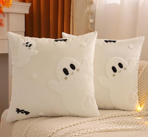 Tosleo Halloween Kissenbezug 45 x 45 cm 2er Set Beige Geist Weich Dekorative Kissenbezüge aus Samt Kissenhülle Herbst Dekoration Zierkissenbezüge für Home Sofa Garten Schlafzimmer Zuhause Tosleo Halloween Kissenbezug 45 x 45 cm 2er Set Beige Geist Weich Dekorative Kissenbezüge aus Samt Kissenhülle Herbst Dekoration Zierkissenbezüge für Home Sofa Garten Schlafzimmer Zuhause von Tosleo