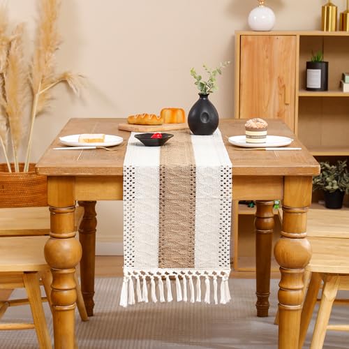 Tosleo Khaki Makramee Tischläufer Boho Deko mit Quasten Baumwollflachs Mesh Tischdecke für Bauernhaus Böhmische Hochzeit Tabletop Dekor Party Hochzeit Küche 30x140cm Tosleo Khaki Makramee Tischläufer Boho Deko mit Quasten Baumwollflachs Mesh Tischdecke für Bauernhaus Böhmische Hochzeit Tabletop Dekor Party Hochzeit Küche 30x140cm von Tosleo
