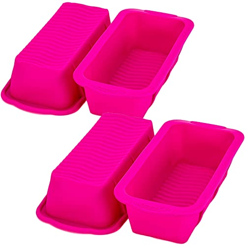 Tebery 2 Stück Kastenform 24.7 cm Flexxibel, Königskuchenform aus Silikon, Brotbackform für eindrucksvolle Kreationen, hochwertige Silikon-Kuchenform Rosa von Tosnail