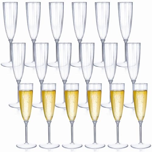 Tosnail 18 Stück 180ml Champagner Flöten, 6oz Wiederverwendbare Kunststoff Weingläser, Klare Weinbecher, Hohe Trinkbecher für Partys Tosnail 18 Stück 180ml Champagner Flöten, 6oz Wiederverwendbare Kunststoff Weingläser, Klare Weinbecher, Hohe Trinkbecher für Partys von Tosnail