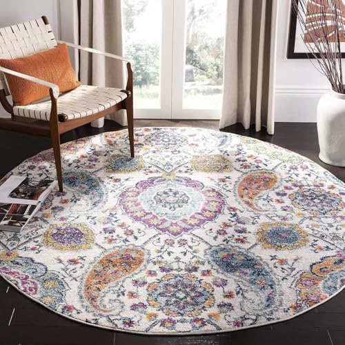 Boho Teppich Waschbarer Vintage Wohnzimmer Stil Sofa Rund Teppich Kurzflor, Bunter Muster Rutschfester Orientalischer Carpet für Schlafzimmer. 180 cm Boho Teppich Waschbarer Vintage Wohnzimmer Stil Sofa Rund Teppich Kurzflor, Bunter Muster Rutschfester Orientalischer Carpet für Schlafzimmer. 180 cm von Tospass