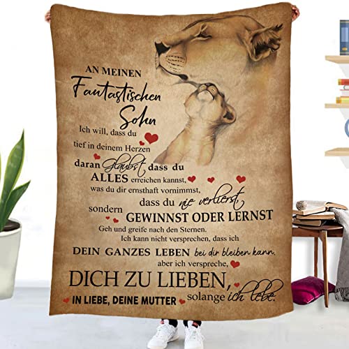 Tospass Kuscheldecke Personalisierte Decke An Meine Sohn Decke Von Mama Flanell Briefdecke Positiv Ermutigen Nachricht Brief Decke Tv-Decken Weiche Fleecedecke für Sofa Reisen 150x200 cm von Tospass