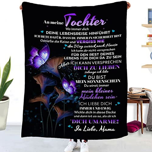 Tospass Kuscheldecke Personalisierte Decke An Meine Tochter Decke Von Mama Flanell Briefdecke Positiv Ermutigen Nachricht Brief Decke Tv-Decken Weiche Fleecedecke Sofa Reisen 150x200 cm von Tospass