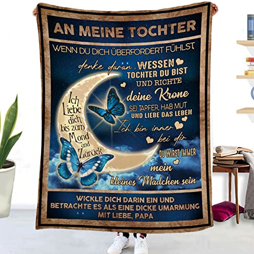 Kuscheldecke Personalisierte Decke An Meine Tochter Decke Von Papa Flanell Briefdecke Positiv Ermutigen Nachricht Brief Decke Tv-Decken Geschenk Geburtstag Weiche Fleecedecke Sofa Reisen 140x180 cm von Tospass