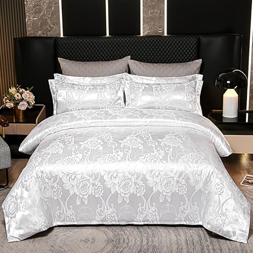 Tospass 2er Set Kissenbezüge 40x80cm Satin Microfaser Weiß Jacquard Stickerei Prozess Kissenbezüge mit Reißverschluss Weich Kuschelig Schlafhilfe von Tospass