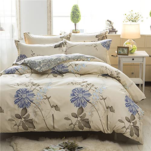 Tospass Bettwäsche 135x200 cm 4 Teilig Blumen Weiß Beige Modern Floral Bettwäsche Set Mädchen Bettbezug Weiche Mikrofaser Wende Bettwäsche 2 Deckenbezug mit Reißverschluss 2 Kissenbezug 80x80 cm von Tospass