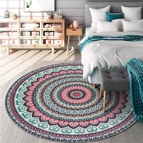 Tospass Bohemian Teppich Rund 100cm Kurzflor Plüsch Boho Vintage Teppiche Böhmen Bunt Flauschig Waschbar rutschfest Teppich für Schlafzimmer Deko Kinderzimmer Balkon Carpet Tospass Bohemian Teppich Rund 100cm Kurzflor Plüsch Boho Vintage Teppiche Böhmen Bunt Flauschig Waschbar rutschfest Teppich für Schlafzimmer Deko Kinderzimmer Balkon Carpet von Tospass