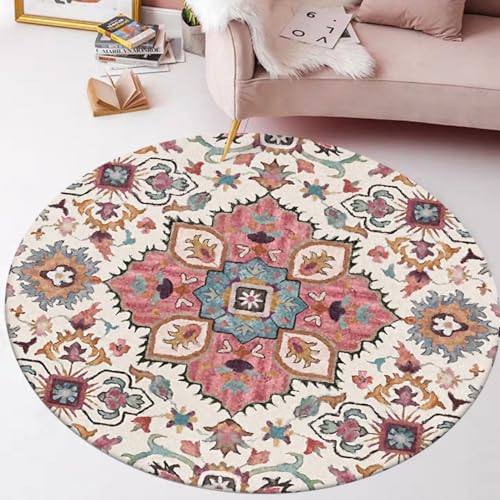 Tospass Bohemian Teppich Rund 120cm Kurzflor Plüsch Boho Vintage Teppiche Böhmen Bunt Flauschig Waschbar rutschfest Teppich für Schlafzimmer Deko Kinderzimmer Balkon Carpet Tospass Bohemian Teppich Rund 120cm Kurzflor Plüsch Boho Vintage Teppiche Böhmen Bunt Flauschig Waschbar rutschfest Teppich für Schlafzimmer Deko Kinderzimmer Balkon Carpet von Tospass