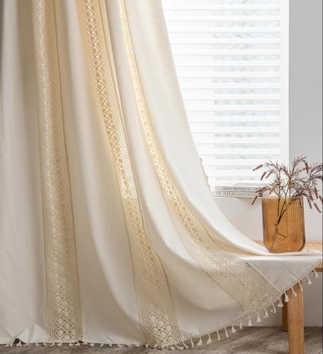Tospass Boho Vorhang 2er Set Vintage Landhausstil Häkeln Stricken Bohemien Vorhänge Aushöhlen Quaste Gardinen Outdoor Leinen Baumwolle Gardienen für Wohnzimmer Schlafzimmer Curtains 150x200cm Tospass Boho Vorhang 2er Set Vintage Landhausstil Häkeln Stricken Bohemien Vorhänge Aushöhlen Quaste Gardinen Outdoor Leinen Baumwolle Gardienen für Wohnzimmer Schlafzimmer Curtains 150x200cm von Tospass