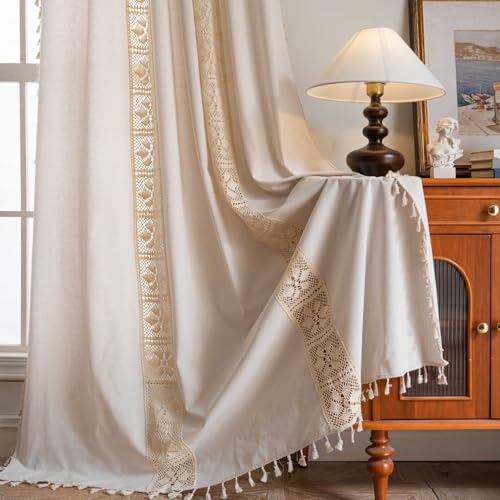 Tospass Boho Vorhang 2er Set Vintage Landhausstil Häkeln Stricken Bohemien Vorhänge Aushöhlen Quaste Gardinen Outdoor Leinen Baumwolle Gardienen für Wohnzimmer Schlafzimmer Curtains 150x240cm Tospass Boho Vorhang 2er Set Vintage Landhausstil Häkeln Stricken Bohemien Vorhänge Aushöhlen Quaste Gardinen Outdoor Leinen Baumwolle Gardienen für Wohnzimmer Schlafzimmer Curtains 150x240cm von Tospass