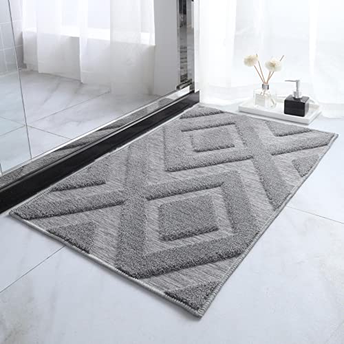 Tospass Fußmatte Innen und Außen 40 x 60 Grau Modern Geometrisches Muster Getuftet Fussmatte, Innen und Aussen Schmutzfangmatte, Küchenteppich, Badematte, rutschfest Waschbar Outdoor Teppich von Tospass