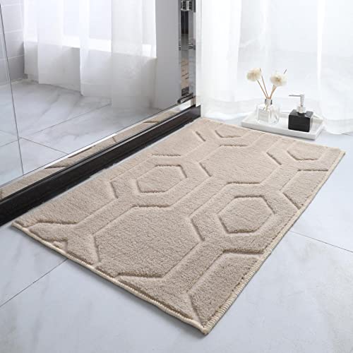 Tospass Fußmatte Innen und Außen 40 x 60cm Beige Modern Geometrisches Muster Getuftet Fussmatte, Innen und Aussen Schmutzfangmatte, Küchenteppich, Badematte, rutschfest Waschbar Outdoor Teppich von Tospass