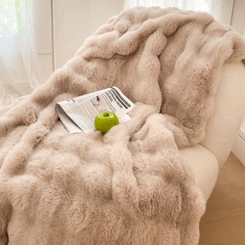Tospass Kuscheldecke Beige Warme Sherpa Decke Flauschig Weich Dicke Kaninchen Decke Sofadecke Wohndecke Tagesdecke Doppelgesicht Decke - 180x200cm von Tospass