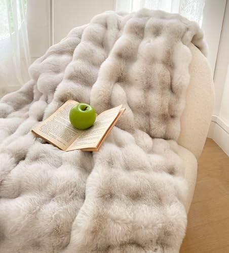 Tospass Kuscheldecke 160x200cm Grau Warme Sherpa Decke Flauschig Weich Dicke Kaninchen Decke Sofadecke Wohndecke Tagesdecke Doppelgesicht Decke von Tospass