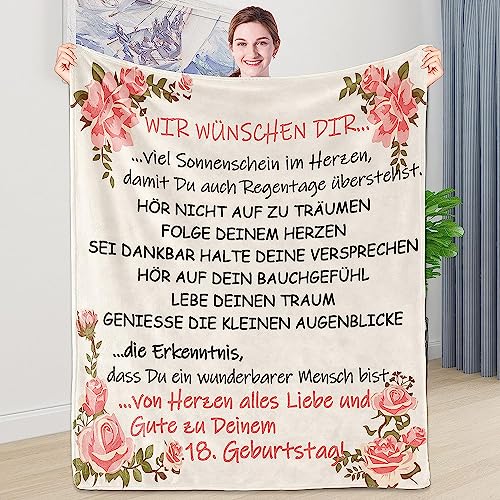 Tospass Kuscheldecke 18. Geburtstag Mädchen Geschenke zum 18 Personalisierte Decke Flanell Geburtstagsgeschenk für Mädchen Briefdecke Positiv Ermutigen Nachricht Geburtstag Tv-Decken 130x150 cm von Tospass