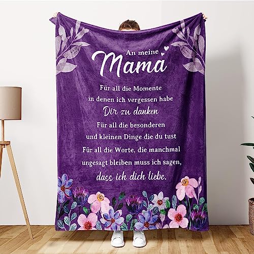 Tospass Kuscheldecke Flanell Geschenke für Mama Personalisierte Decke Mama Geschenk Flanell Geburtstagsgeschenk für Mama Briefdecke Positiv Ermutigen Nachricht Tv-Decken 150x100 cm von Tospass
