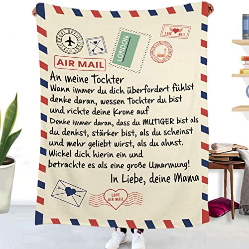 Tospass Kuscheldecke Personalisierte Decke An Meine Tochter Decke Von Mama Flanell Briefdecke Positiv Ermutigen Nachricht Brief Decke Tv-Decken Weiche Fleecedecke Sofa Reisen 150x200 cm von Tospass