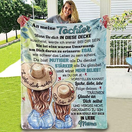 Tospass Kuscheldecke Personalisierte Decke An Meine Tochter Decke von Mama Flanell Briefdecke Positiv Ermutigen Nachricht Brief Decke Tv-Decken Geschenk Geburtstag Weiche Fleecedecke für Sofa 150x220 von Tospass