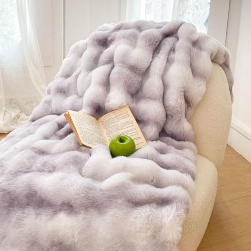 Tospass Kaninchen Decke Warme Sherpa Decke Kuscheldecke Flauschig Weich Dicke Sofadecke Wohndecke Tagesdecke Doppelgesicht Decke - 180x200cm Violett von Tospass