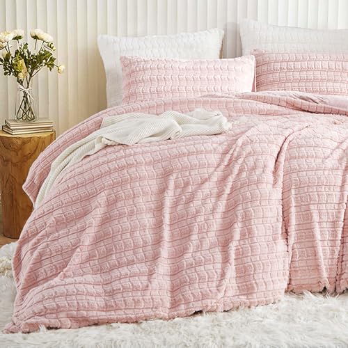 Tospass Plüsch Bettwäsche 200x220 cm Rosa Flauschig Warm Winterbettwäsche Kunstfell Kariert Flanell Fleece Cashmere Touch Bettbezug mit Reißverschluss und 2 Kissenbezug 80x80cm Tospass Plüsch Bettwäsche 200x220 cm Rosa Flauschig Warm Winterbettwäsche Kunstfell Kariert Flanell Fleece Cashmere Touch Bettbezug mit Reißverschluss und 2 Kissenbezug 80x80cm von Tospass